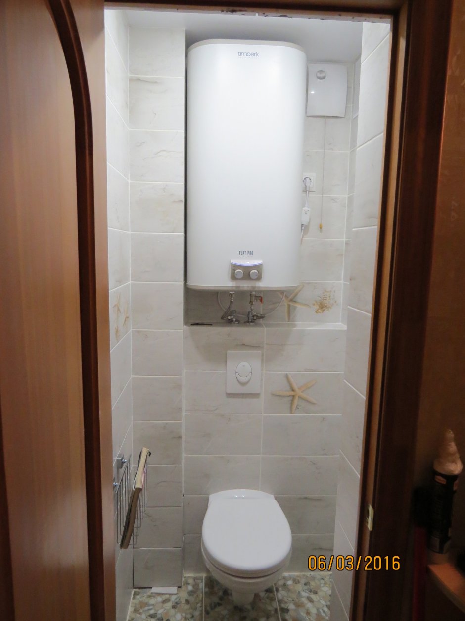 Инсталляция и бойлер в туалете
