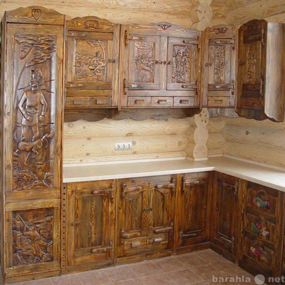 Кухни из дерева в стиле Кантри
