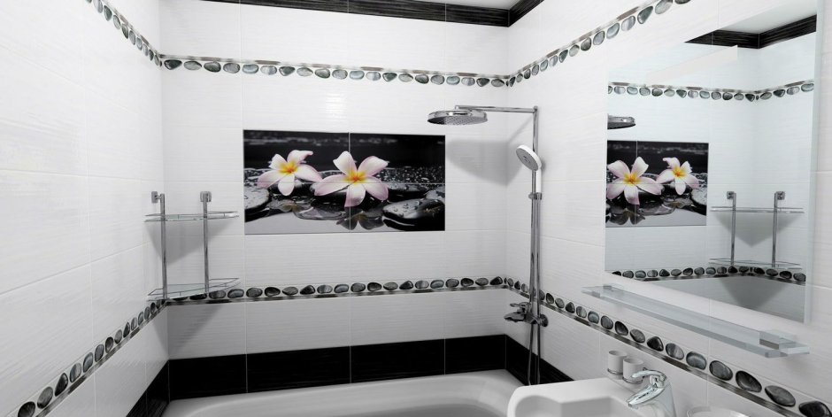 Ванная в черно белом цвете
