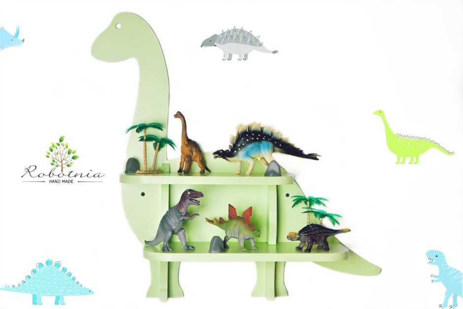 Полки для динозавров в интерьере