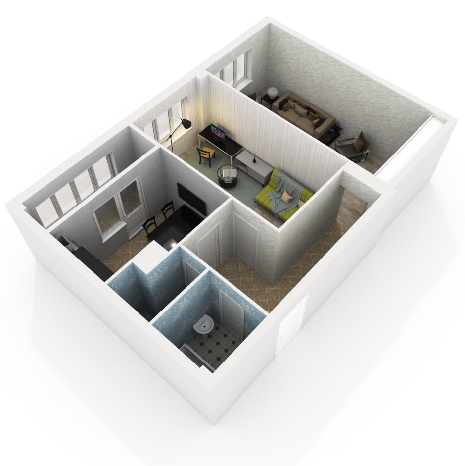 3d планировка двухкомнатной квартиры