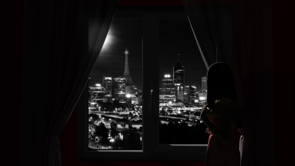 Ночной город в окне