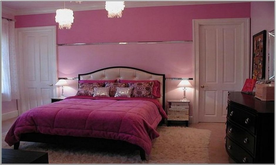 Красивая спальня розовая