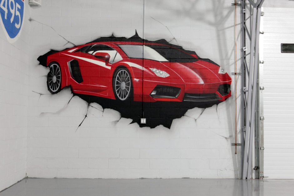 Роспись на стене автомобиль