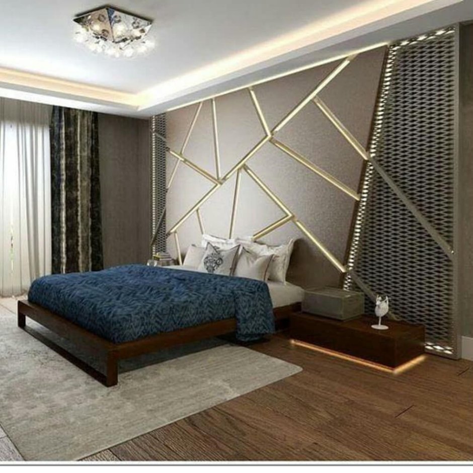 Выделение зоны кровати в спальне