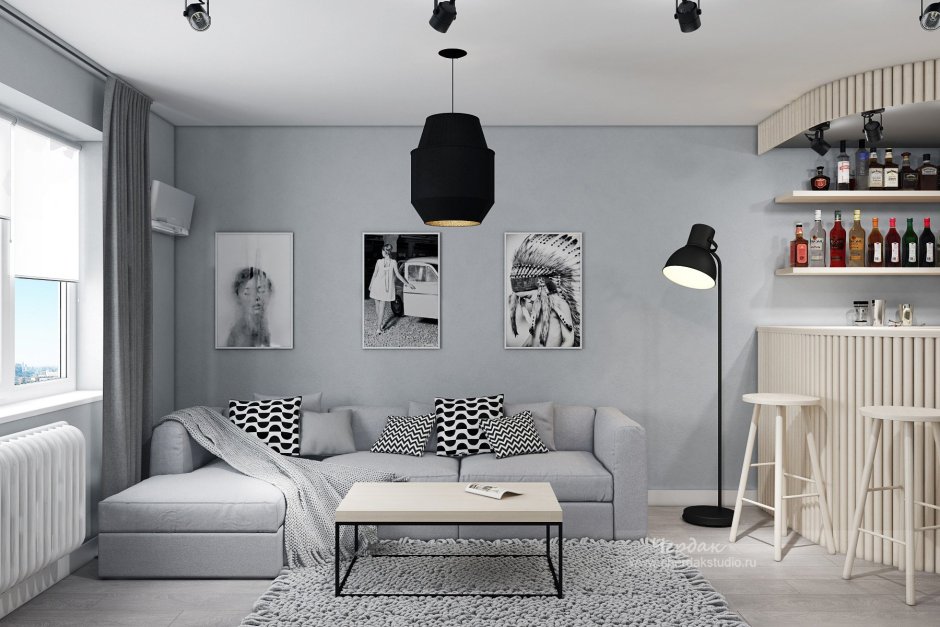 Белая мебель с серым