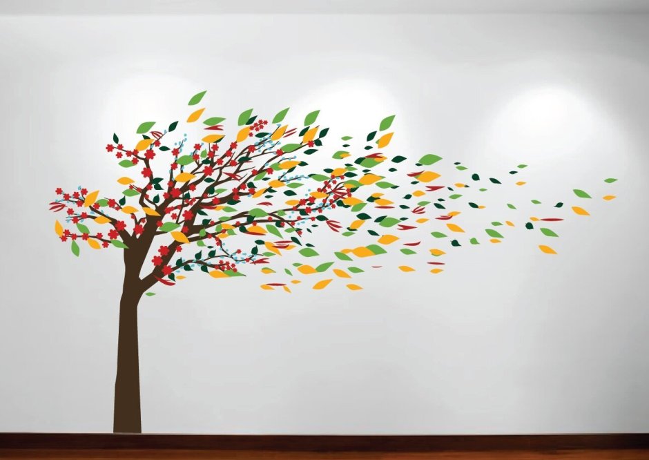Осеннее дерево на стене