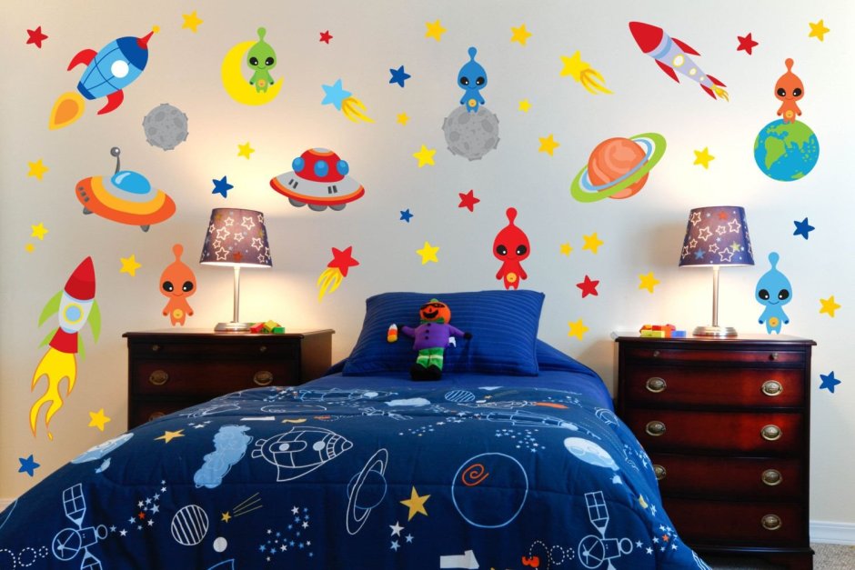 Украсить стену в виде космоса в детском саду