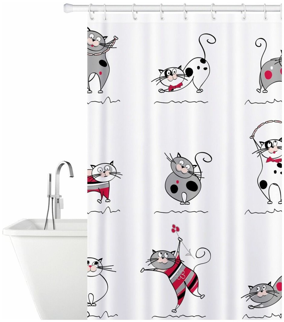 Штора для ванной комнаты Tatkraft "funny Cats", 180х180 см