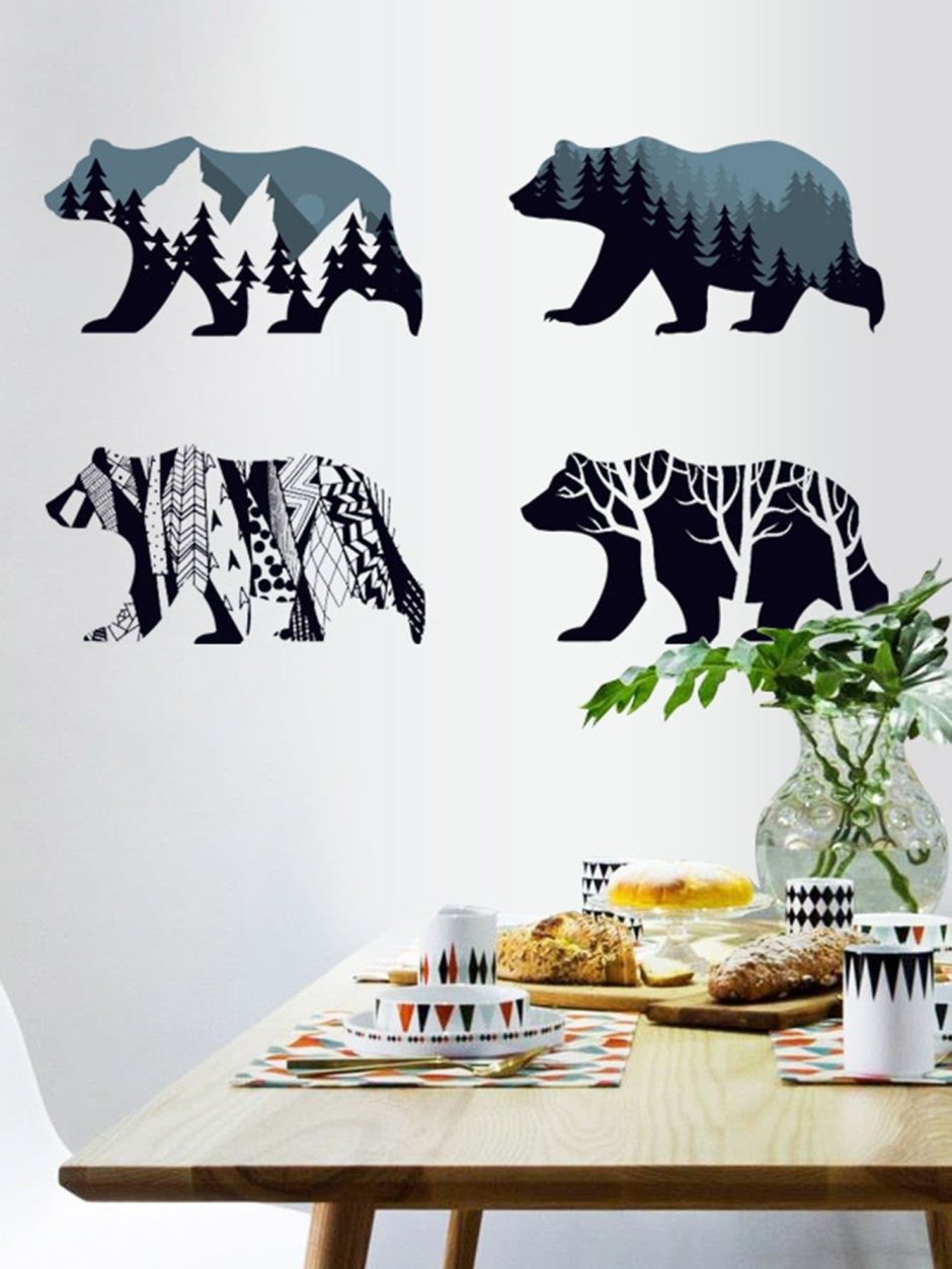 Панно с медведем на стену для декора