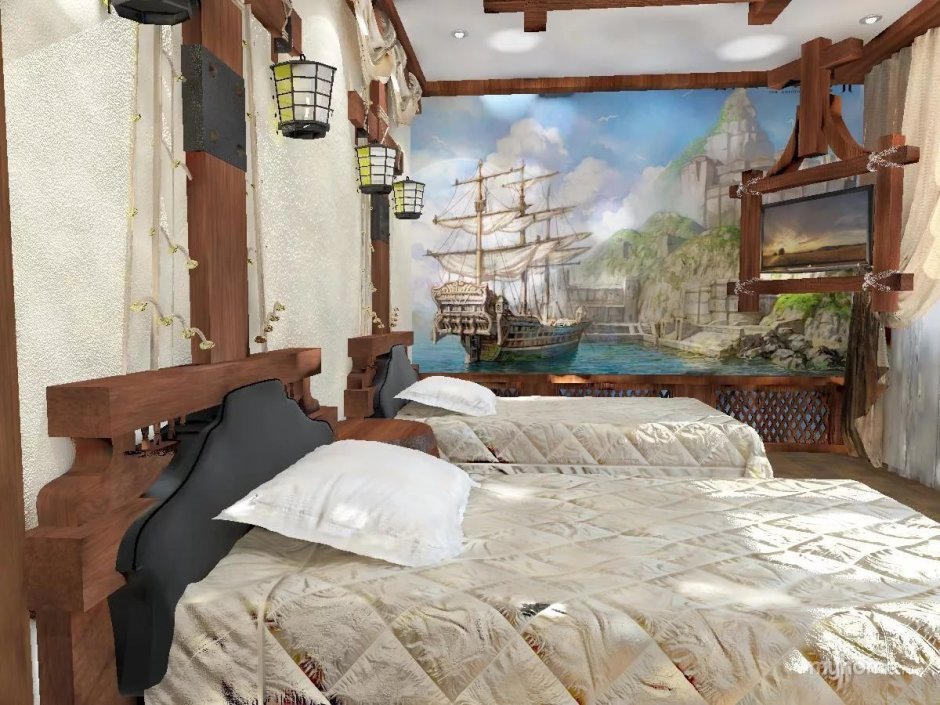 Спальня в стиле путешествия